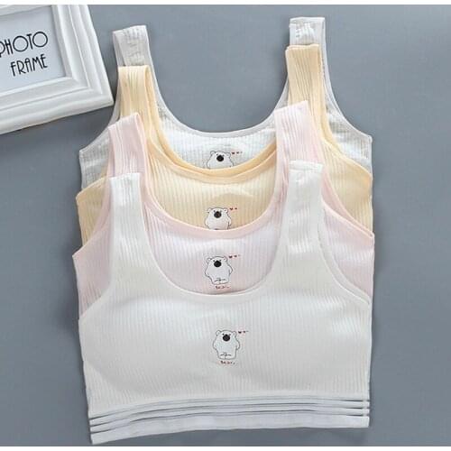 Wireless Girls Bra Teenagers Padded Training Bras Cotton Puberty Teens Tops for Girls Kids Stretch Sport Underwear Vest