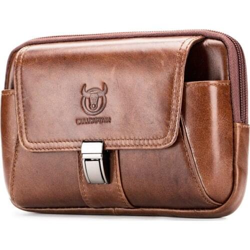 BULLCAPTAIN 2021 MENS leather BELT WAIST bag military Fanny PACK molle small money phone WAIST PACK bum pouch PURSE E040