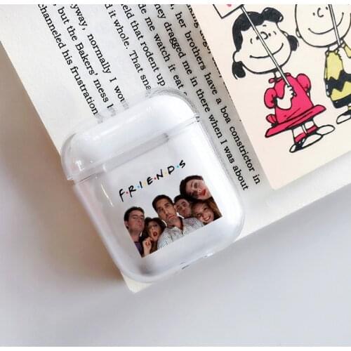 Cute Cartoon Wireless Bluetooth Earphone Case For Apple AirPods Charging Headphones TVFriends Clear For Airpods Protective Cover