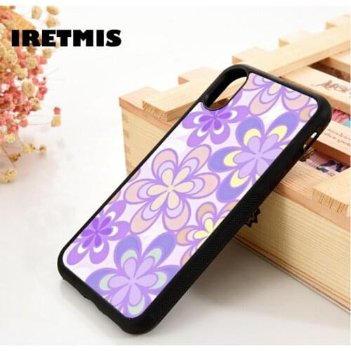 Iretmis 5 5S SE 6 6S TPU Silicone Rubber Phone Case Cover for iPhone 7 8 Plus X Xs 11 12 MINI Pro Max XR Funky Purple Flowers