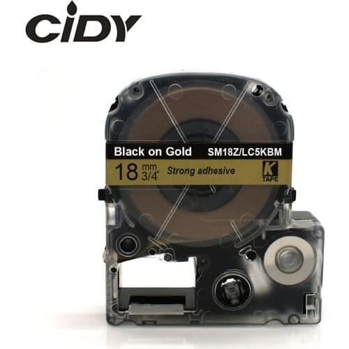 CIDY 18mm Black on Gold SM18Z / LC-5KBM9 LC-5KBM LC 5KBM LC5KBM compatible label tapes for kingjim printers for LW300 LW400