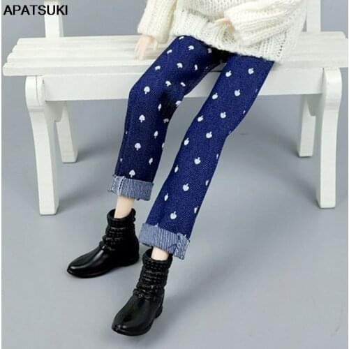 Apple Blue Jeans Pants Doll Clothes For Barbie Dolls Outfits Trousers Casual Wears For Barbie 1/6 BJD Dollhouse Accessories Toys