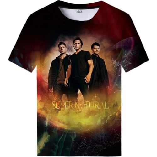 TV Series Supernatural 3D Printed T-shirts Men/women Fashion Casual Harajuku O-Neck Streetwear Short Sleeve Oversize Top Tees