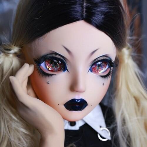 HIDOLLS 14) Handmade Female Girl Silica Resin Half Head Cosplay Japanese Role Play BJD Kigurumi Masks Crossdresser Doll Mask