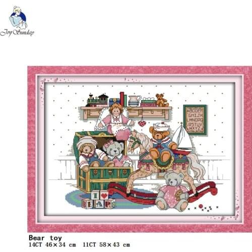 Little Bears Toy Cross Stitch Kit DIY Cute Cartoon Animal Pattern Aida 14CT 11CT Embroidery Sewing Kit Needlework Fabric Crafts