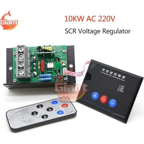 10KW 10000W AC 220V High Power SCR Voltage Regulator Touch/ Button AC-AC Buck Power Supply Adjustable Infrared Remote Control
