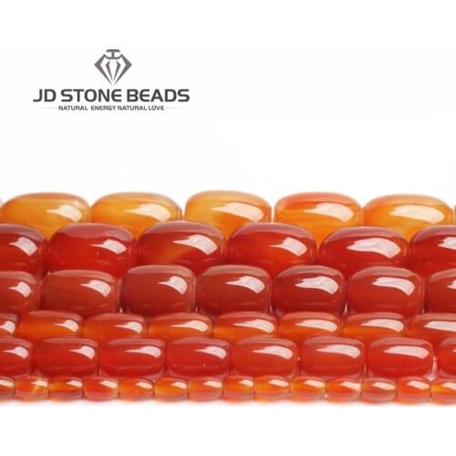 JD Stone Beads Free Shipping Red Agate Drum Barrel Shape Beads Rice Shape Handmade Bracelet Beads Accessory