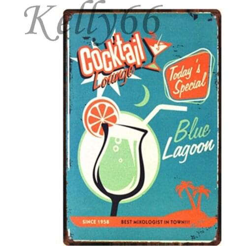 [ Kelly66 ] Cocktail Beer Vintage Metal Sign Tin Poster Home Decor Bar Wall Art Painting 20*30 CM Size y-1365