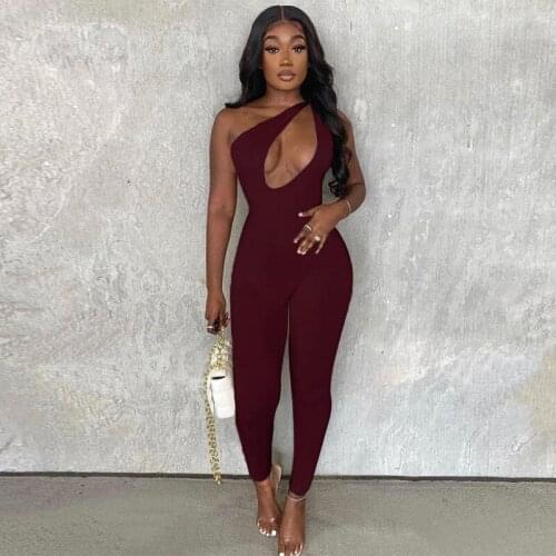 Jumpsuits Woman Summer One Shoulder Rompers Backless Skinny Combinaison Femme Overalls For Womens Clothing 2021 Monos Mujer