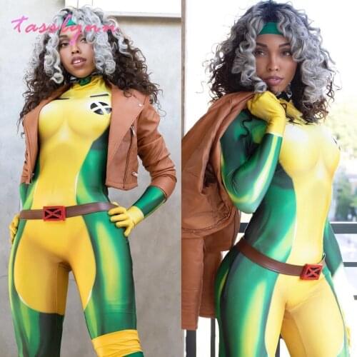 Anna Marie Rogue Cosplay X Men Cosplay Bodysuit 3D Printing Costume Adult Kids Zentai Suit Halloween Party Costume Women Girls