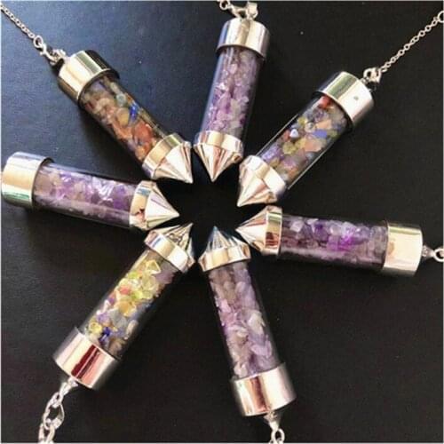 Crystal Chips Pendulum Hand Carved Gemstone Healing Reiki For Home Decoration