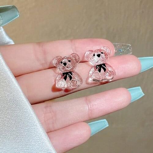 Cute Gummy Bear Stud Earrings for Girl Women Transparent Resin Acrylic Kawaii Lovely Animal Earrings Fashion Charms Jewelry Gift