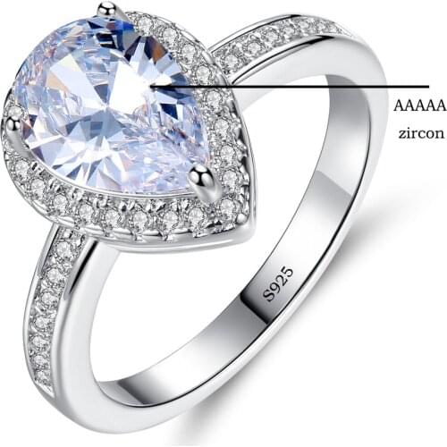 KNOCK Fashion zircon Heart Shaped Wedding Rings For Women Rose Gold elegant Engagement rings Zircon silver color Glamour jewerly