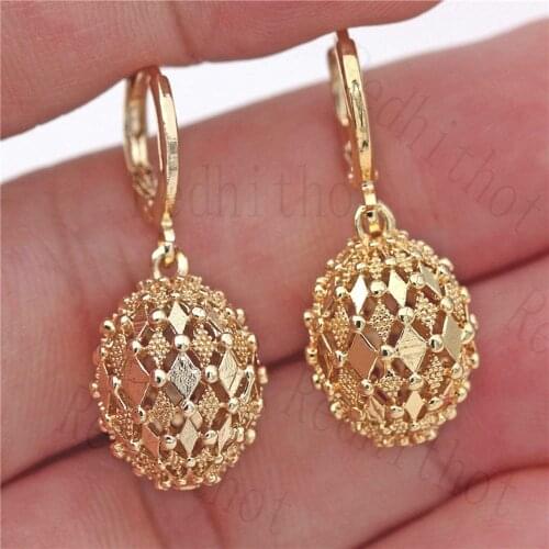 Fashion Earrings for Women Gold Plating Disco Ball Flash Drop Earring Round Rock Punk Earrings Trendy Jewelry for Party Club