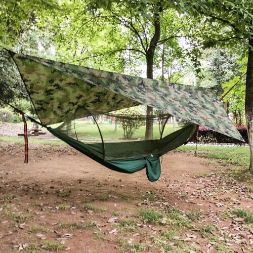 Outdoor with Mosquito Net Hammock Tent and Waterproof Canopy Awning Set Automatic Quick Open Hammock Portable Pop-Up
