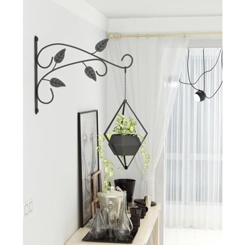 Brand New Flower Stand Wall-Mounted Metal Bracket Decorative Rack Outdoor Plant Hanger for Balcony Backyard Black