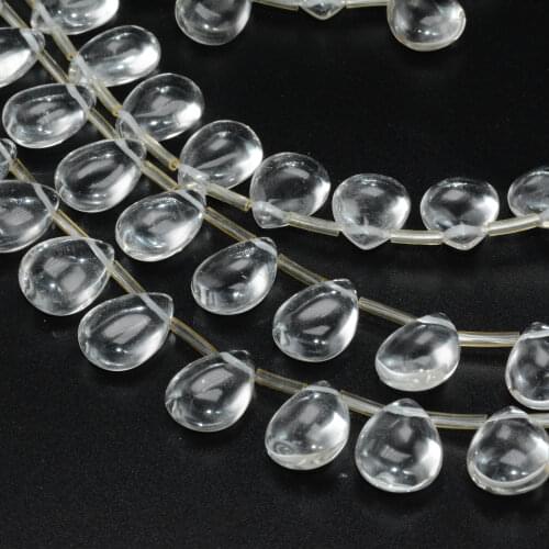 Natural Clean Quartz Smooth Flat Water Drop Beads 12x16mm