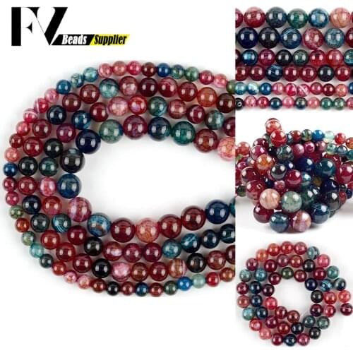 Natural Stone Tourmaline Dragon Veins Agates Beads Round Loose Spacer Beads For Jewelry Making Diy Bracelet Charm 6 8 10 mm 15
