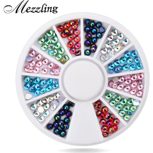 New 3mm 150pcs/set Nail Art Glitter Rhinestone Wheel Mix 6colors Charm 3d Nail Beads DIY Decoration Tools