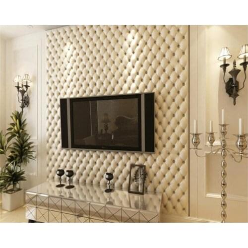 Beibehang European style imitation leather wallpapers 3D soft bag wallpaper bedside living room TV wall 3d wallpapers roll photo