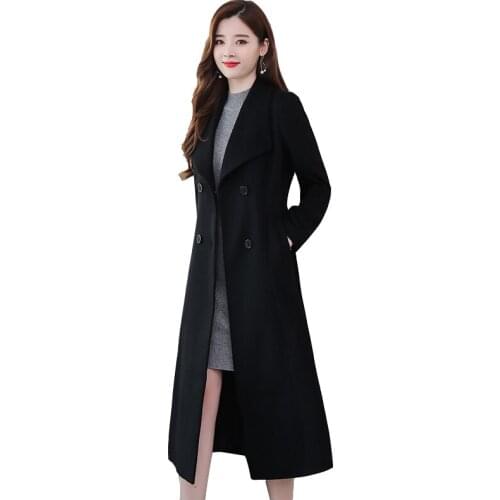 Autumnwinter womens coat mid-length over the knee thick warmth 2020 new fashion cashmere woolen trench coat coats women overcoat
