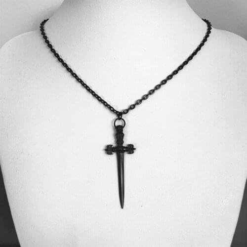 New Gothic Black Sword Necklace Dagger Creativity Punk Jewelry Fashion Men Women Gift Novelty Pendant Classical Darkness