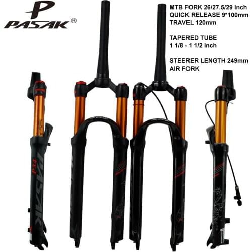 Pasak MTB Suspension Air Resilience Fork Shock Absorber Oil Damping Tapered Conical Steerer 1 1/8 1 1/2 Bike Plug 26 27.5 29