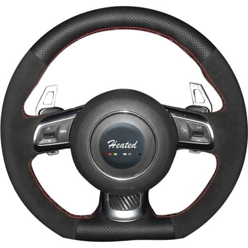 Suede Leather Stitched Car Steering Wheel Cover for Audi TT 2008-2013 car styling braid on the steering wheel capa para volante