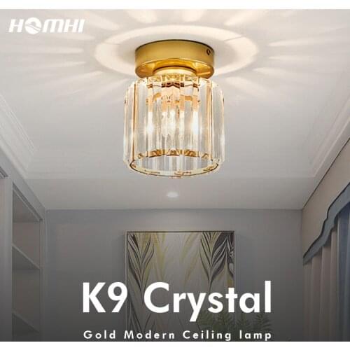 Luxury Modern Crystal Ceiling Light K9 Gold Round Nordic Decoration Home Stairway Loft Balcony Led Ceiling Overlapped Projection