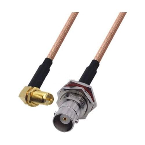 RP-SMA Female Right Angle to BNC Female Jack Bulkhead Connector Pigtail Jumper RG316 Cable 50 ohm