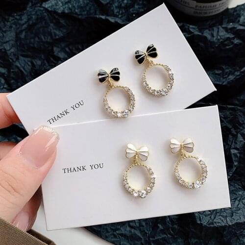 Korean Fashion Bowknot Hoop Earrings For Women Girls Elegant Trendy Luxurious Zircons Hoop Earring Fashion Jewelry Gifts
