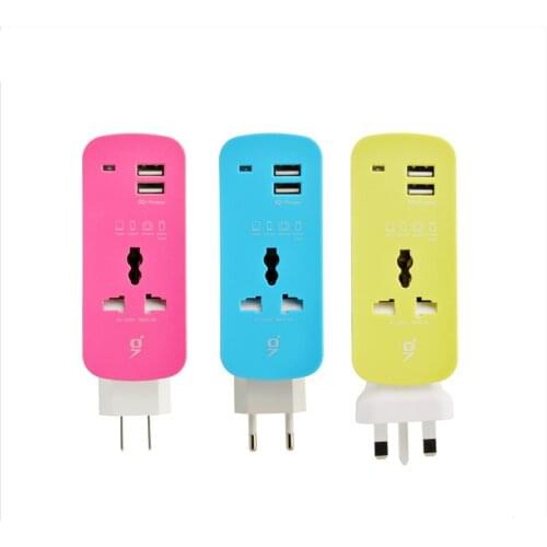 Fast Charging 2 Ports Wall Socket Universal USB Power Strip Portable Charger Travel Adapter Extension Cord Cable EU US UK Plug