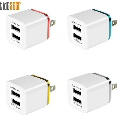 Dual USB Ports 2.1A+1A US AC Home Travel Wall Charger Power Adapter Plug for iPhone Samsung Galaxy S8 S9 LG Tablet iPad 100pcs