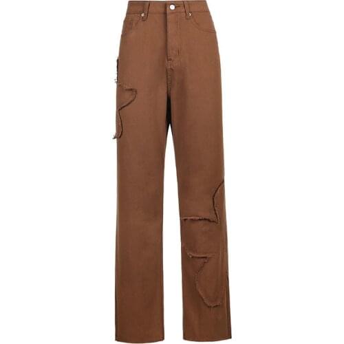 Vintage Y2k Baggy Brown Jeans Women 2021 New Streetwear Loose High Waist Trousers Harajuku Fashion Cotton Denim Sweatpants