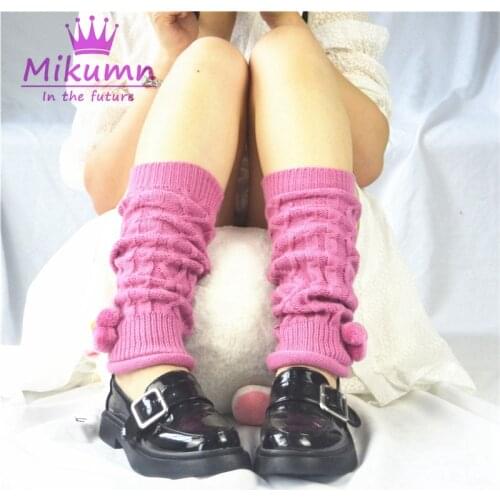 Japanese Lolita Sweet Girls Solid Color Knitted Foot Cover Women Autumn Winter Leg Warmer Socks Cute Heap Heap Socks