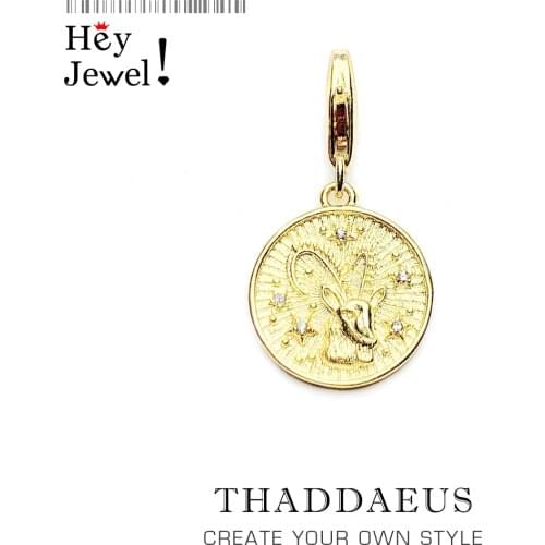 Golden Zodiac Capricorn Charm Fit Bracelet Necklace For Women Men Jewelry 2020 Summer Fashion Vintage 925 Sterling Silver Gift