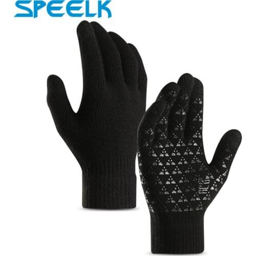 Winter Touch Screen Gloves Men Women Wool Knit Warm Velvet Gloves Unisex Thick Driving Cycling Non-slip Couple Mittens Glove