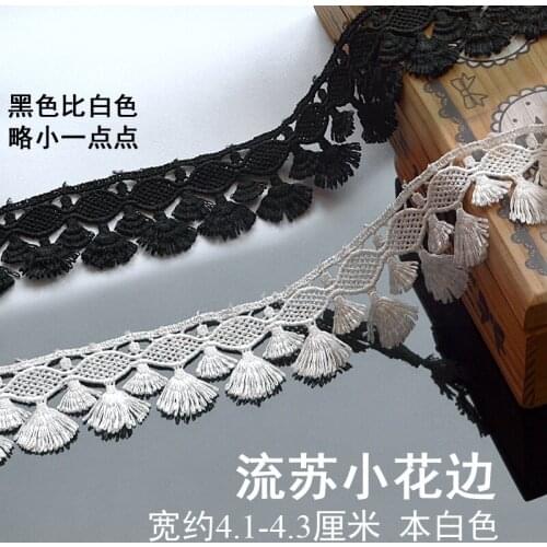 1M Retro Tassel Lace Ribbon Black Lace Fabric White Lace Trim Laces Sewing Accessories Trimmings Clothing dentelle encaje L39