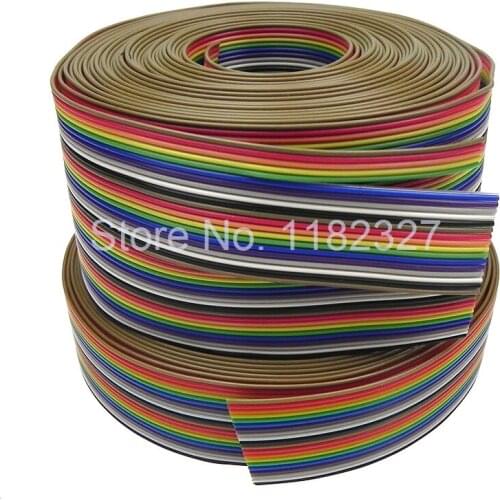 10 meters/lot) Flat Ribbon Cables AWG28 20Pin 1.0mm pitch 10 meters long Rainbow Color