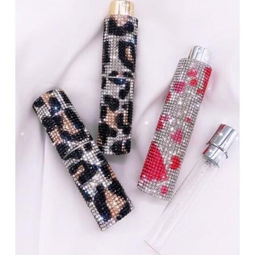 10ML Perfume Spray Bottle Rhinestone High Quality Portable Refillable Liquid Atomizer Mini Traval Spray Bottle Empty Packing