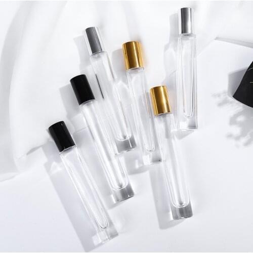 10pcs/lot 10ml Transparent Glass Eye Essential Oil Roll On Vials Metal Roller Ball Perfume Aromatherapy Square Glass Bottle