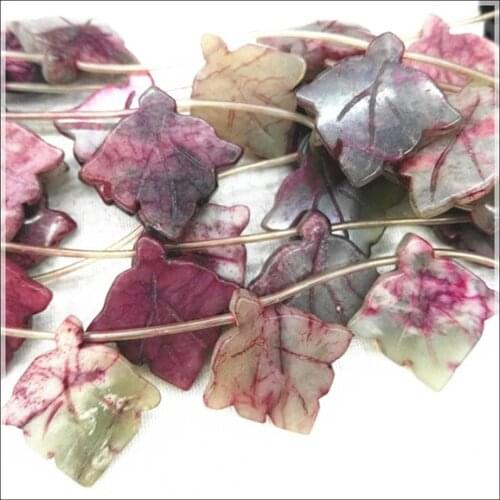 10pcs Nature Gem Stone Carving Leaf Flower Shapes Loose Beads Accessories DIY Jewelry Fashion Women Pendants Necklace