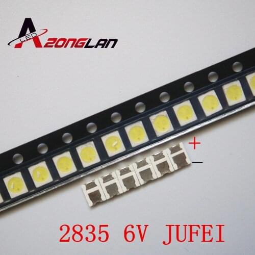 100pcs JUFEI LED Backlight Light Beads 1210 3528 2835 1W 6V 96LM Cool white LCD Backlight TV Light Beads 01.JT.2835BPWS2-C
