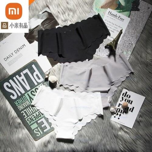 Xiaomi 3pcs Ice Silk Cozy Brief Seamless Panties Lady Solid Breathable Underwear G String Underpants Sexy Lingerie Briefs