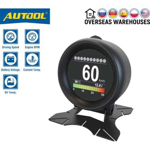 AUTOOL X60 HUD Head Up Display Car OBD Digital Meter Alarm Speed Water-Temp Digital Oil Temperature Gauge Pressure Gauge