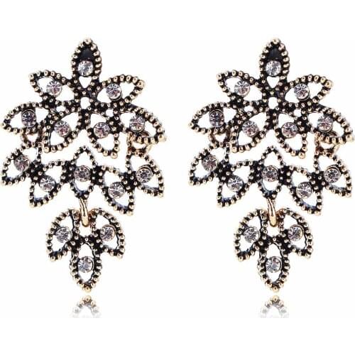 YaYi White Rhinestone Earring Womens Fashion Ancient Gold Earrings gems Flower Earrings For Women Girls E1002