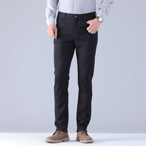 2019 Winter Pants Men Fashion Business Stretch Men Pants Casual Black Cotton Pants Men Homme Mens Clothing