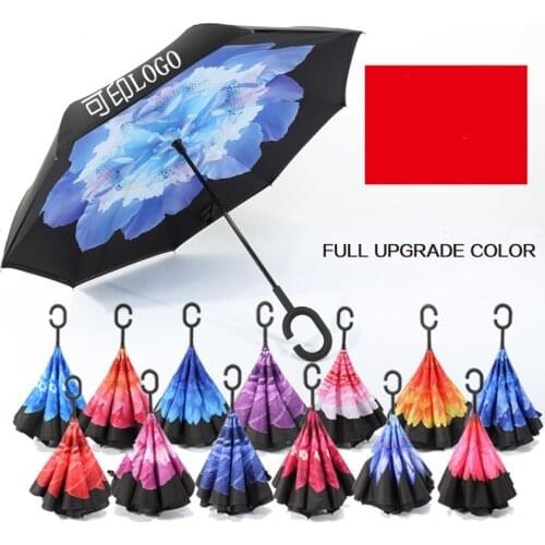 Ceiourich High Grade Double Layer Car Reverse Umbrellas Women Windproof UV Protection Design Custom Logo Umbrella