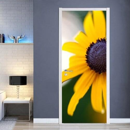 Flowers landscape Door Stickers Home Decor Door Wrap Wall Sticker Mural Wallpaper Poster Self Adhesive PVC Waterproof Door Decal