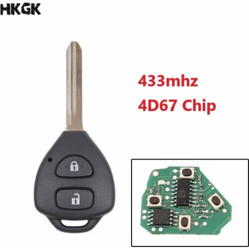 2 Buttons Remote Car Key Fob For Toyota RAV4 2006 2007 2008 2009 2010 433MHz 4D67 Chip TOY47 Blade Uncut